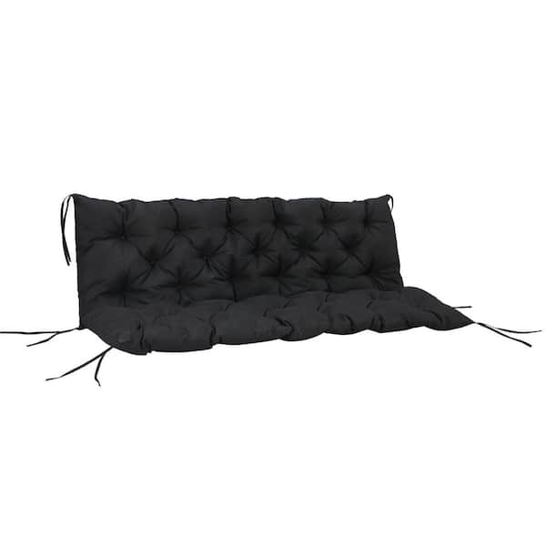 Bench Cushions for Outdoor Furniture, 3-Seater Replacement for Swing Chair, Patio Sofa/Couch, Includes Backrest, Black