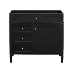 36 in. W x 18 in. D x 33 in. H Bath Vanity Cabinet without Top in Black with 2-Drawers and Tip-out Drawer, Cabinet Only