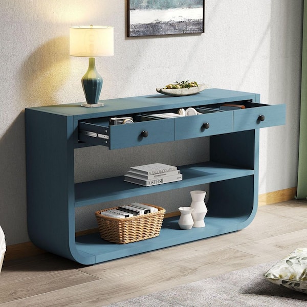 CHRISTOPHER KNIGHT HOME Adalius 55 in. Blue Rectangle Modern Wood