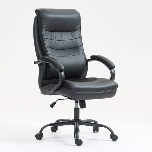 Faux Leather High Back Office Chair in Black with Adjustable Height