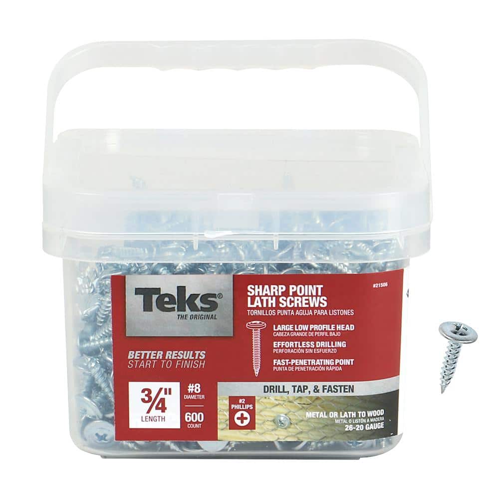 Teks 8 x 3/4 in. Phillips Truss Head Sharp Point Lath Screws (600