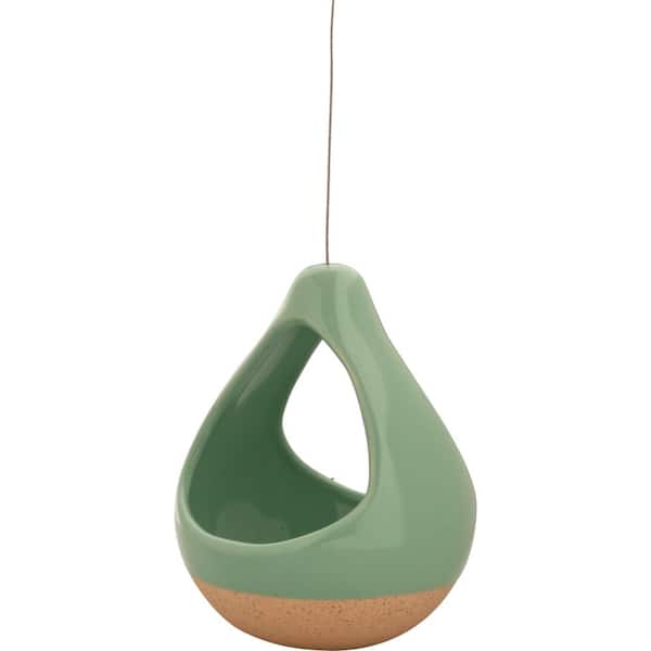 Pride Garden Products Live Green Nidos 4.25 in. Mint Ceramic Hanging Short Pear Planter