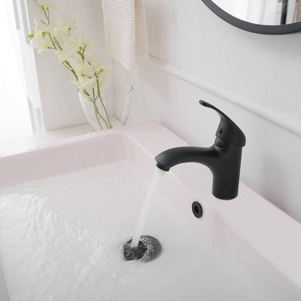 Matte Black Stainless Steel Single-Handle Bathroom Faucet