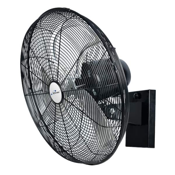 iLIVING 18 in. 3 fan speeds Wall Fan in Black with Oscillating head ...