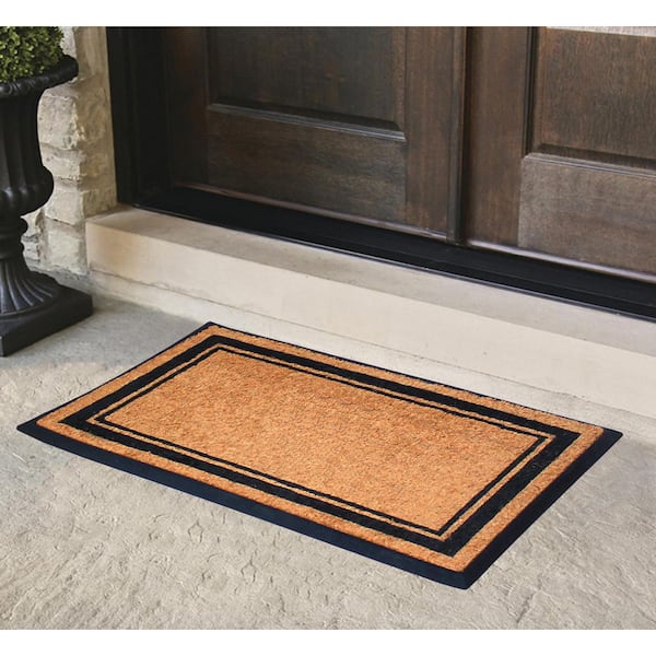 A1HC Picture Frame Beige 30 in x 48 in Rubber & Coir Anti-Shed Treated Durable Doormat for Outdoor Entrance
