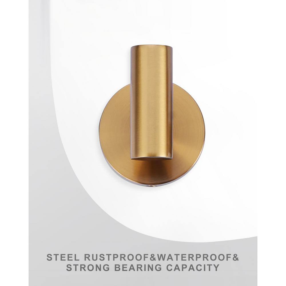 Brushed Gold Stainless Steel Wall Mounted Towel Hooks, 4-Pack