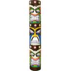 40 in. Three Face Totem, Tropical Decor Tiki Mask Hand Carved Wood Art