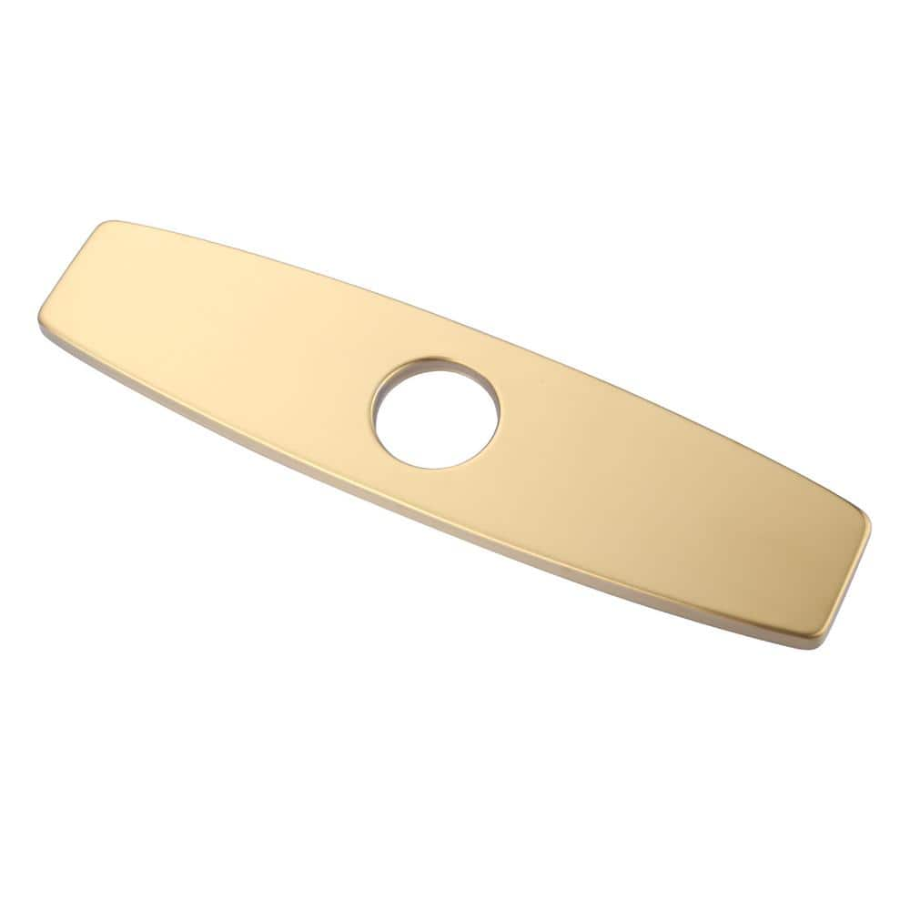 WOWOW 9.6 in. x 2.4 in. x 0.3 in. Stainless Steel Kitchen Sink Faucet Hole Cover Deck Plate in Brushed Gold