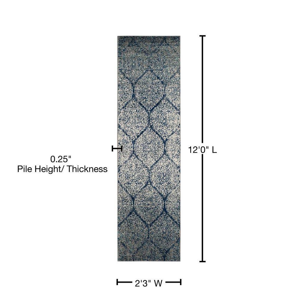 Navy and Silver Synthetic 26" Easy-Care Hand-Knotted Rug