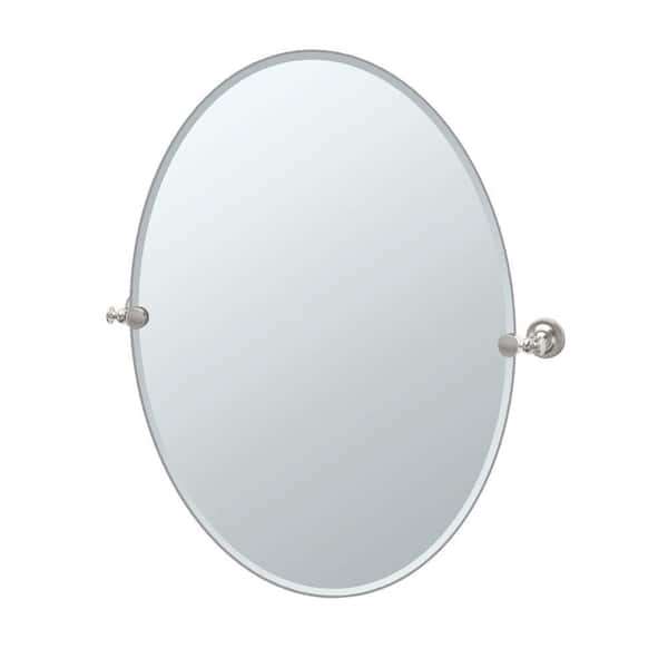 Gatco Tavern 24 in. W x 32 in. H Frameless Single Oval Mirror in Satin Nickel