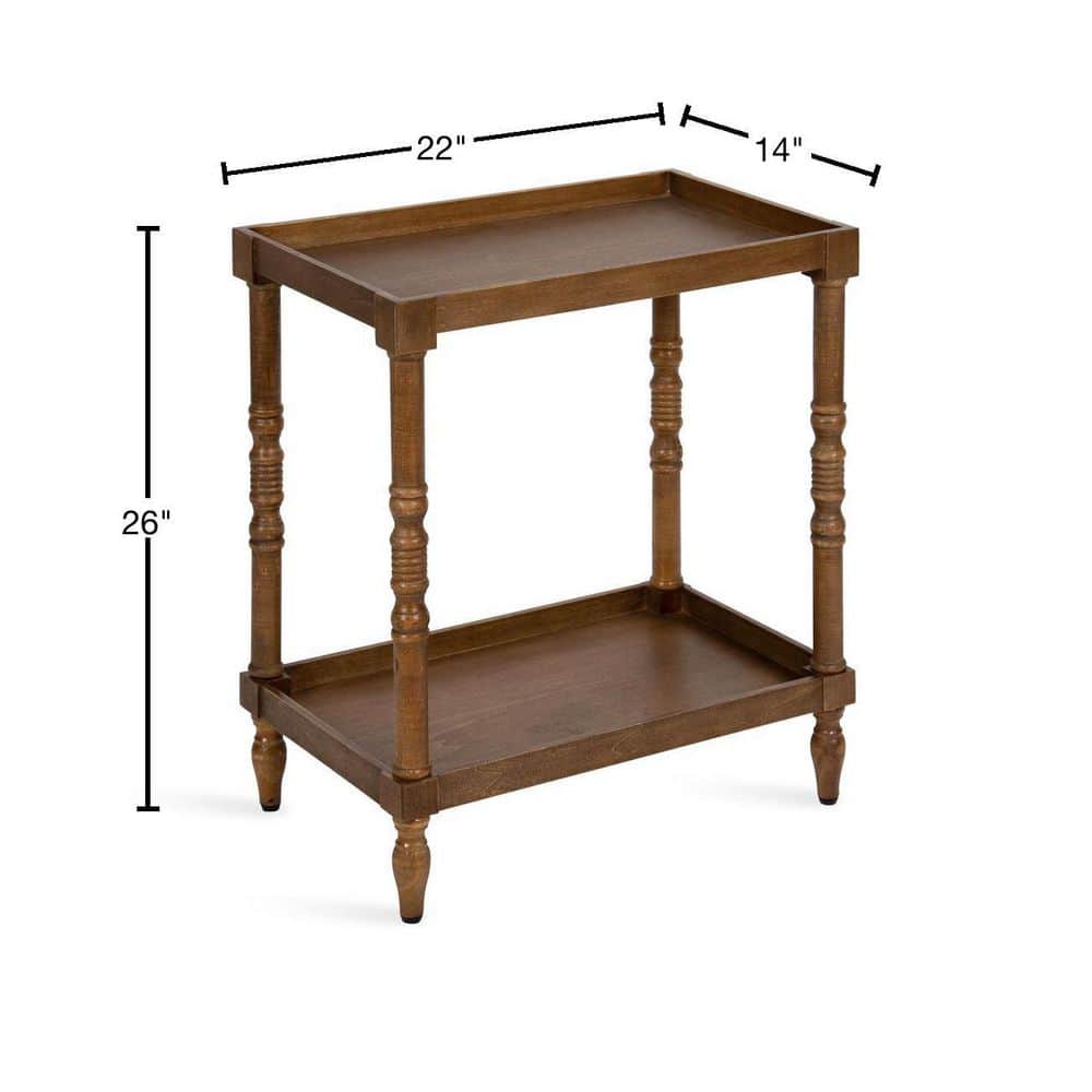 Bellport Rustic Brown Wood Side Table with Shelf