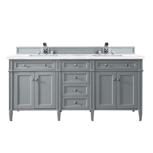 James Martin Vanities Brittany 72 in. W x 23.5 in. D x 34 in. H Double Bath Vanity in Urban Gray with Solid Surface Arctic Fall Top