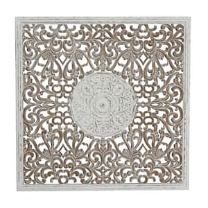 43 in. x 43 in. White Wood Traditional Abstract Wall Decor