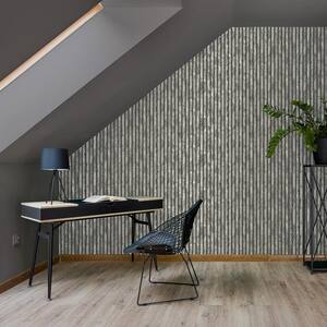 Oxidize Grey Vertical Slats Wallpaper Sample