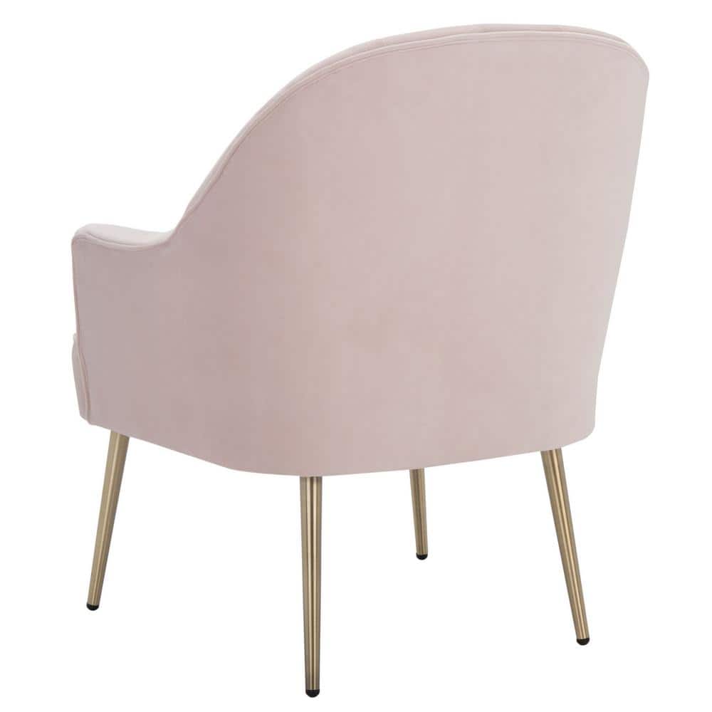 Areli Light Pink Velvet and Gold Accent Chair