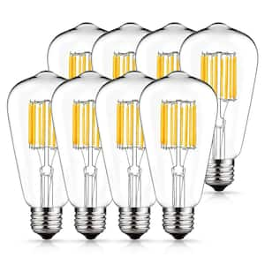 ST64 E26 Medium Base 100 Watt Equivalent Vintage LED Edison Filament Light Bulb in Warm White (8-Pack)