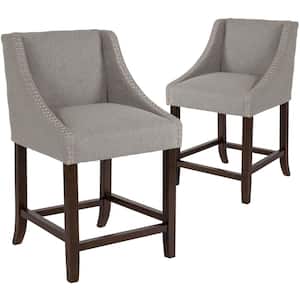 36 in. Light Gray Fabric Counter Height Bar Stool (Set of 2)