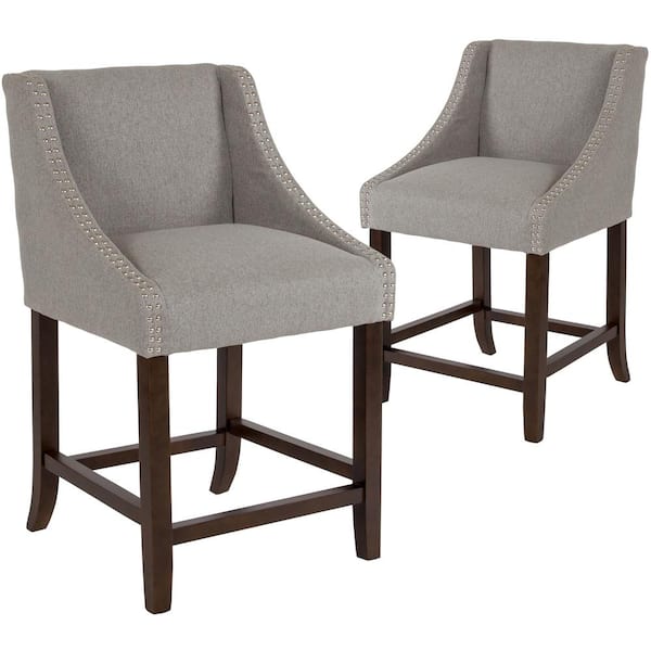 Carnegy Avenue 36 in. Light Gray Fabric Counter Height Bar Stool (Set of 2)