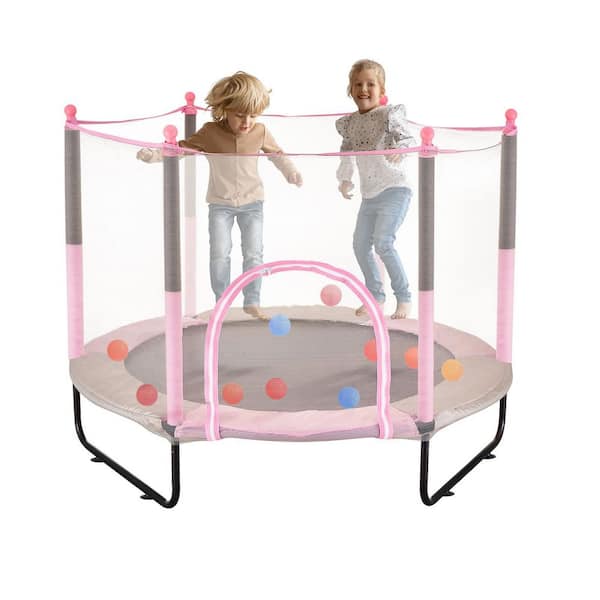 60 ft. Kids Trampoline, 5FT Indoor Outdoor Trampoline, Mini Toddler Recreational Trampolinewith Safety Enclosure Net