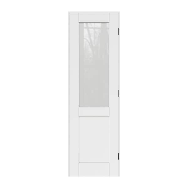 24 in. x 80 in. 1/2-Lite Frosted Glass Right Handed White Solid Core MDF Door with Quick Assemble Jamb Kit