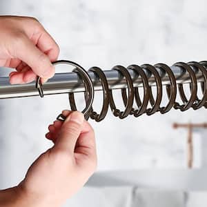 Plastic Shower Curtain Hooks O-Shaped Rings Glide Easily on Bathroom Shower Rod, Shower Curtain Rings/Hook in Bronze