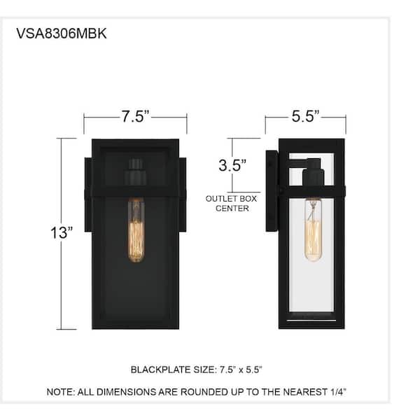 Quoizel Vanessa 13 in. Matte Black Hardwired Outdoor Wall