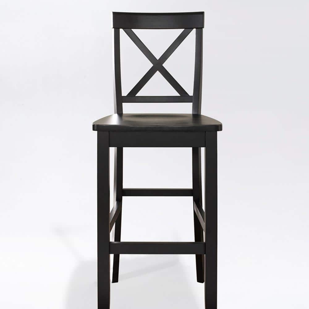 Modern Classic X-Back Solid Hardwood 30" Barstool in Black - Set of 2