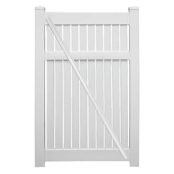 Weatherables Huntington 3.8 ft. x 6 ft. White Vinyl Semi-Privacy Fence Gate Kit