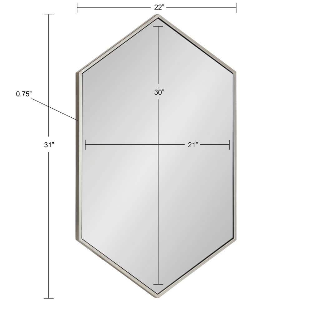 Modern Hexagon Full-Length Wall Mirror in Warm Silver