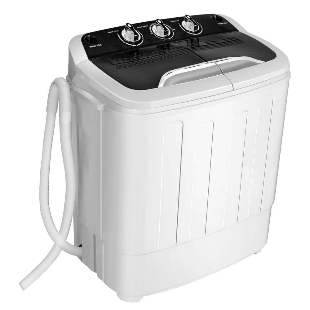 Costway 13lbs Portable Semi-Automatic Twin Tub Wash Machine w/ - See Details - Black