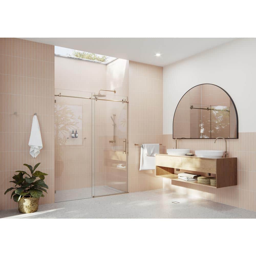 Eclipse Bronze Frameless Sliding Shower Door with Tempered Glass