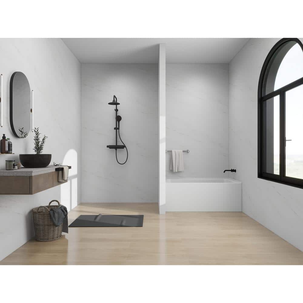 White Acrylic Alcove Soaking Bathtub with Right Drain