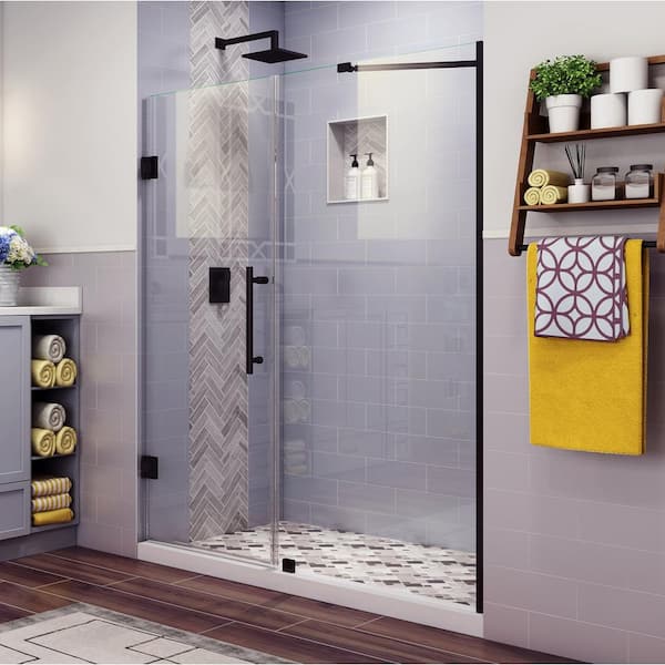 Aston Belmore 73.25 in. to 74.25 in. x 72 in. Frameless Hinged Shower Door in Oil Rubbed Bronze