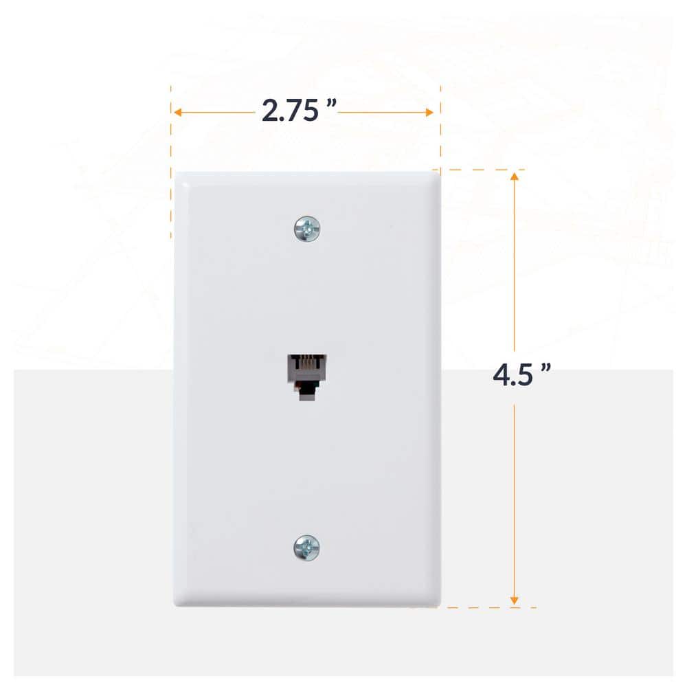 White Single Gang Plastic Telephone Jack Wall Plate, 5-Pack