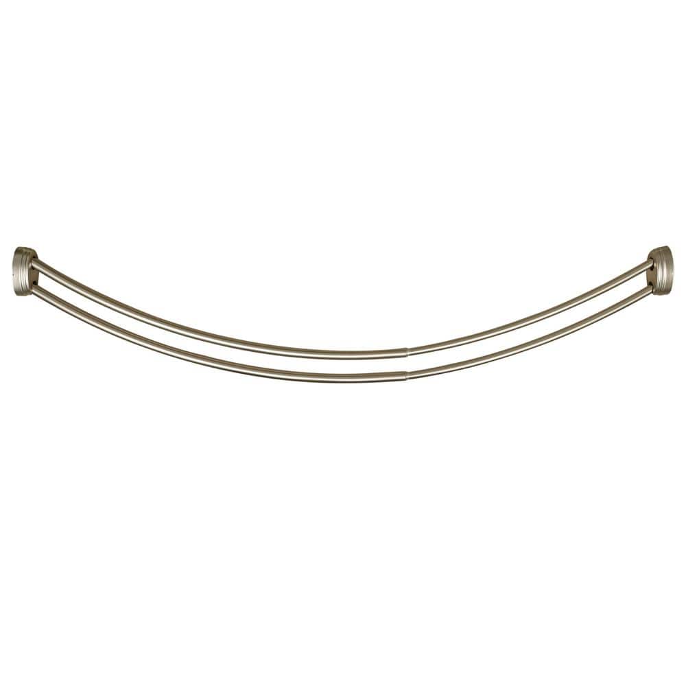 Nickel Wall Mounted Double Curved Aluminum Shower Rod