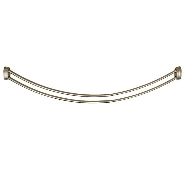 Utopia Alley 72 in. Rustproof Wall Mounted Aluminum Double Curved Shower Rod, Adjustable from 45 in. to 72 in., Brushed Nickel