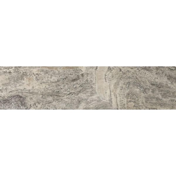 EMSER TILE Travertine Silver Veincut, Filled and Honed 6 in. x 24 in. Travertine Floor and Wall Tile