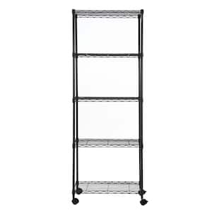 Black Coating 5-Tier Steel Garage Storage Utility Wire Shelving Unit with 4-Casters (14 in. x 30 in. x 59 in.)