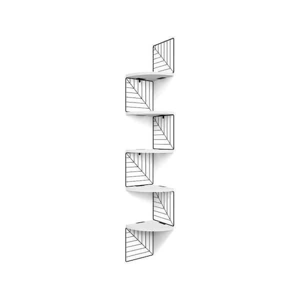 Cubilan 7.9 in. x 11 in. x 51.2 in. White Wood Decorative Wall Shelves with Brackets