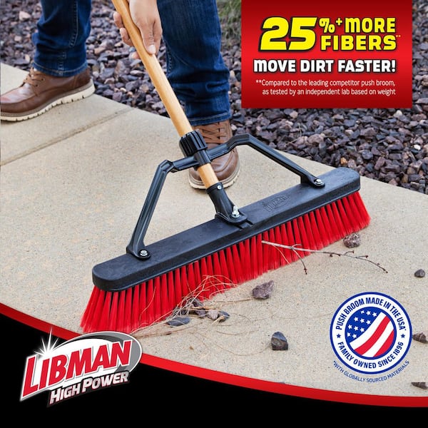 24 in. High Power Multi-Surface Industrial Grade Push Broom with Handle (4-Pack)