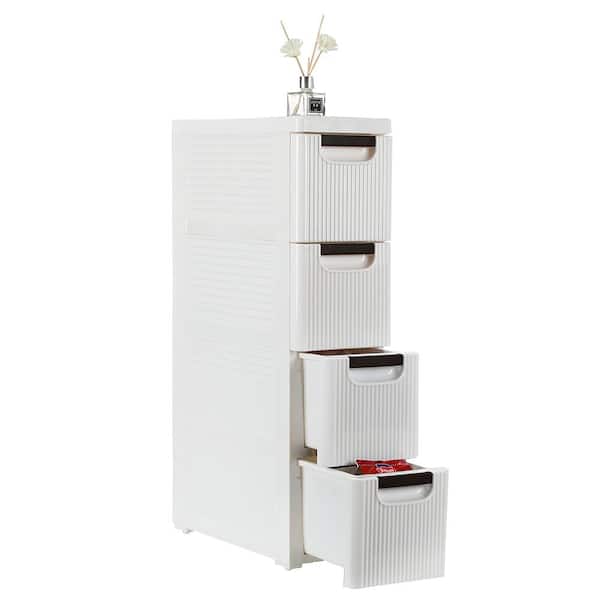 Karl home Pearl White 4-Drawer 7.49 in. Wide Chest of Drawers
