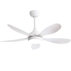 42 in. Indoor White Ceiling Fan with Dimmer LED Light, Remote Control and DC Motor for Living Room, Dining Room, Bedroom