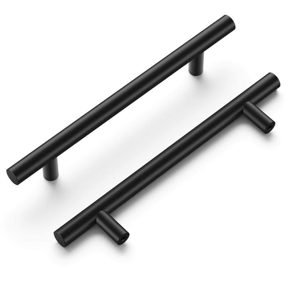 Matte Black Modern Bar Cabinet Pulls with Mounting Hardware