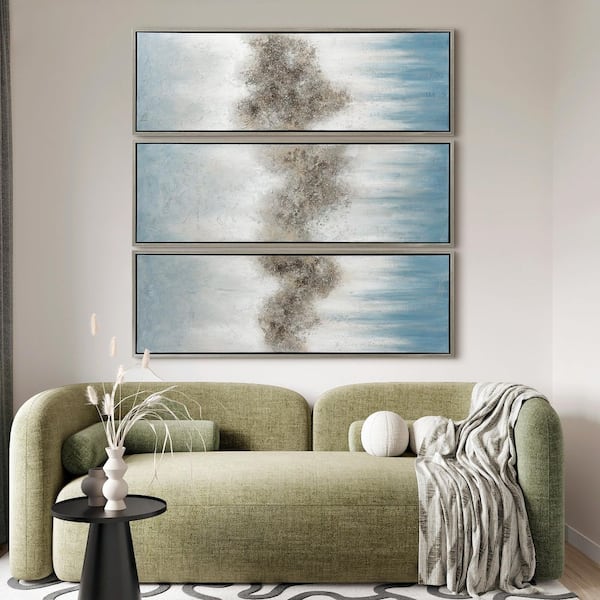 Abstract Triptych Set Textured Metallic Hand Painted by Martin Edwards Framed Canvas Wall Art