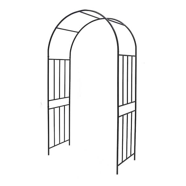 Unbranded Black 86 in. Metal Garden Arch Arbor Trellis, Metal Archway for Lawn, Party, Ceremony Wedding Decoration