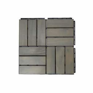 1 ft. x 1 ft. Light Gray Square Acacia Wood Interlocking Flooring Tiles (Pack of 10 Tiles)