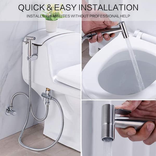 Non-Electric Stainless Steel Handheld Bidet Sprayer for Toilet Bidet Attachment Easy to Install Cloth Diaper Sprayer Set