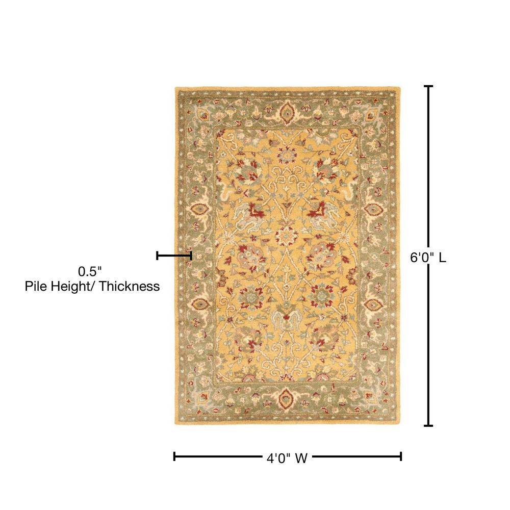 Antiquity Gold and Green Handmade Wool Area Rug