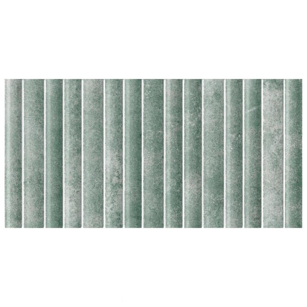 Merola Tile Rubik Aloe 5-7/8 in. x 11-3/4 in. Ceramic Wall Take Home Tile Sample