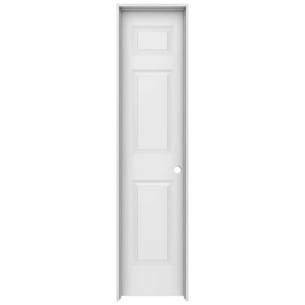 JELD-WEN 18 in. x 80 in. 3 Panel Colonist Primed Left-Hand Smooth Solid Core Molded Composite MDF Single Prehung Interior Door